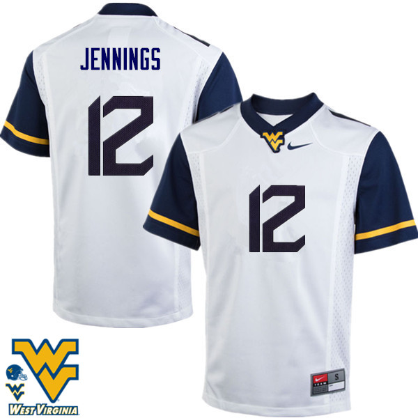 NCAA Men's Gary Jennings West Virginia Mountaineers White #12 Nike Stitched Football College Authentic Jersey ZY23G10GZ